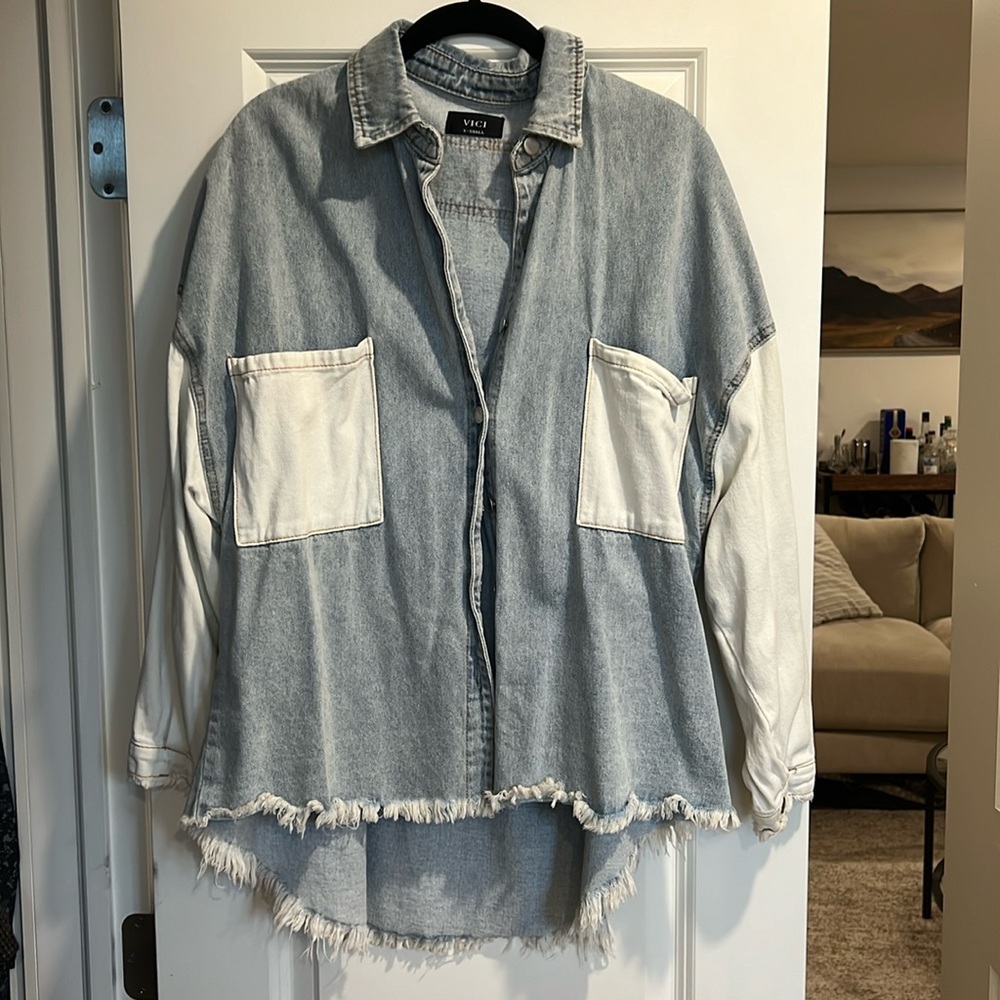 Vici color block jean jacket